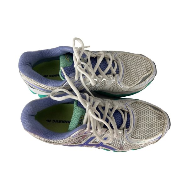 Asics - GEL-Nimbus 16 White Purple Teal Running Shoes - Women's 8 - T485N - Picture 7 of 9